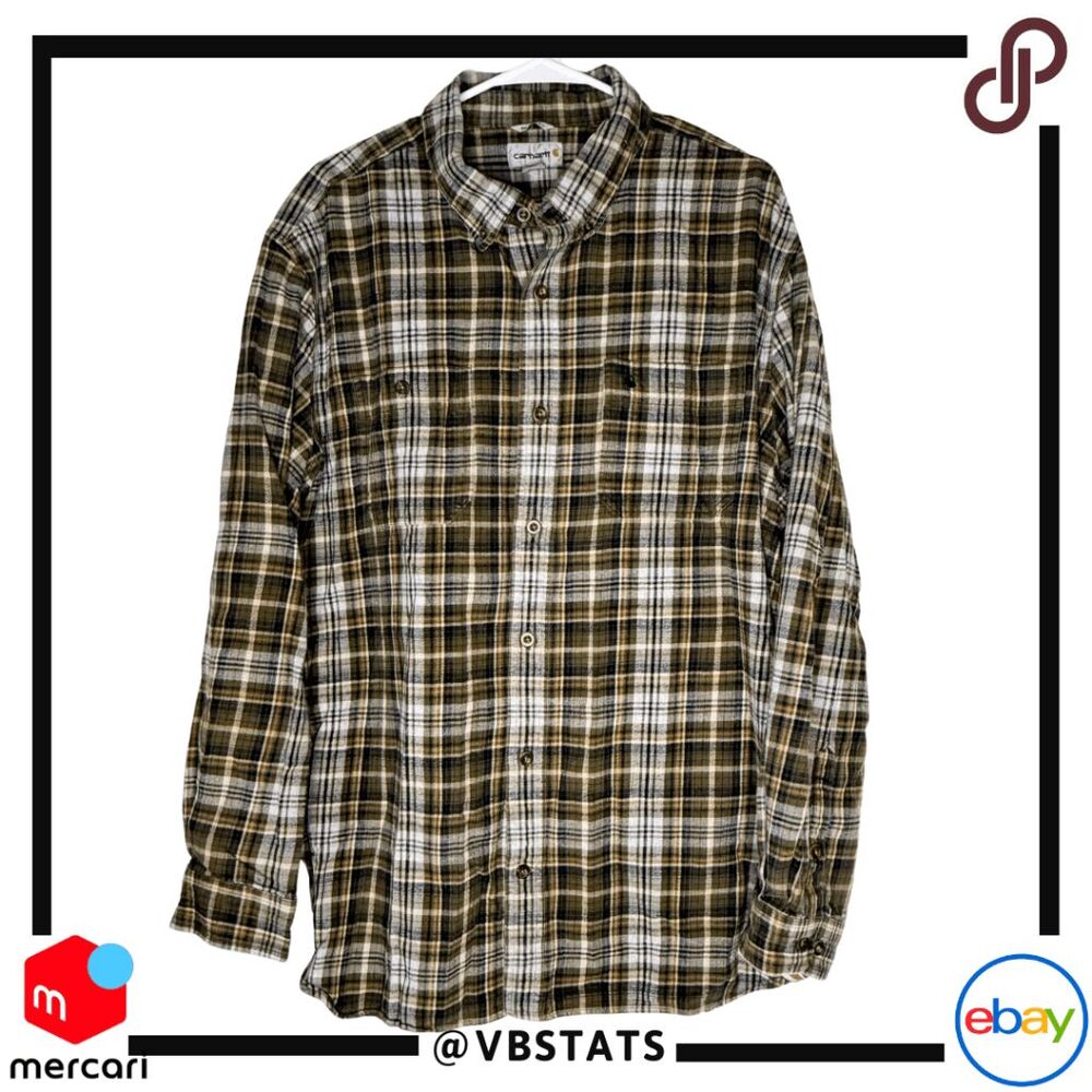 Carhartt Men's Plaid Flannel Relaxed Fit Button Down Shirt Multicolor Size 2XL
